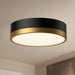 Brisbane Three Light Flush Mount Aged Gold/Matte Black-Flush Mounts-Alora-Lighting Design Store
