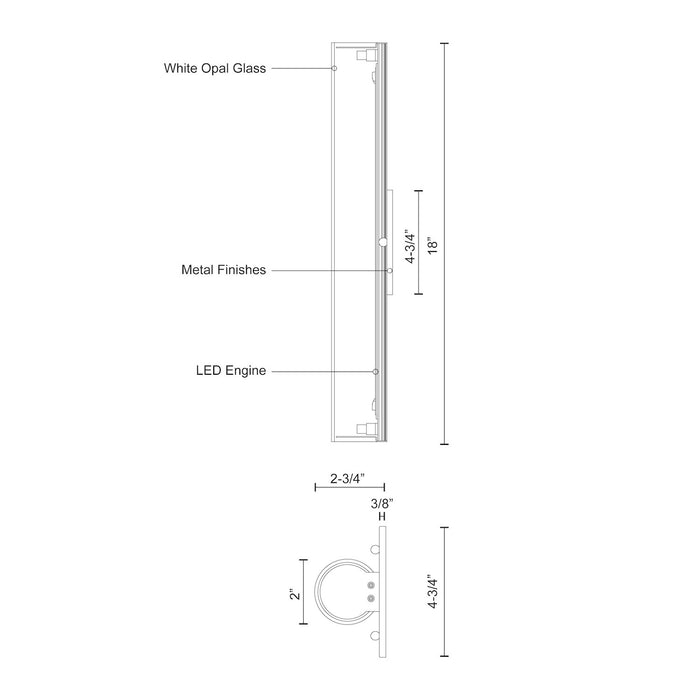 Bute LED Wall Sconce Brushed Nickel-Sconces-Kuzco Lighting-Lighting Design Store