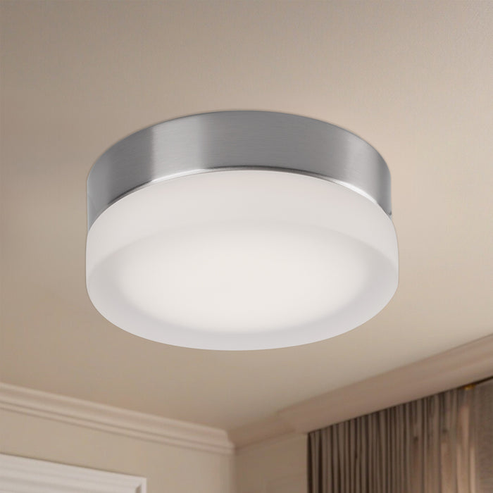 Bedford LED Flush Mount Brushed Nickel/Frosted-Flush Mounts-Kuzco Lighting-Lighting Design Store