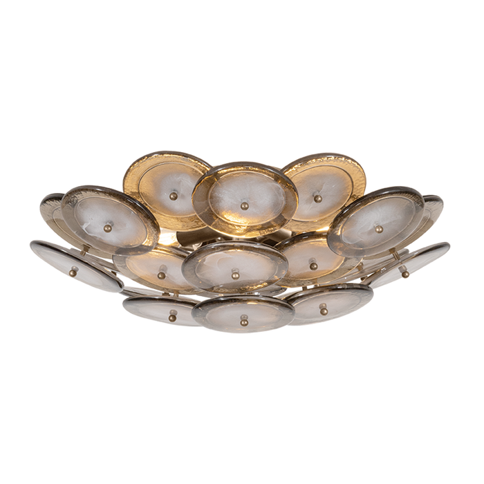 Wassama Four Light Flush Mount Patina Brass
