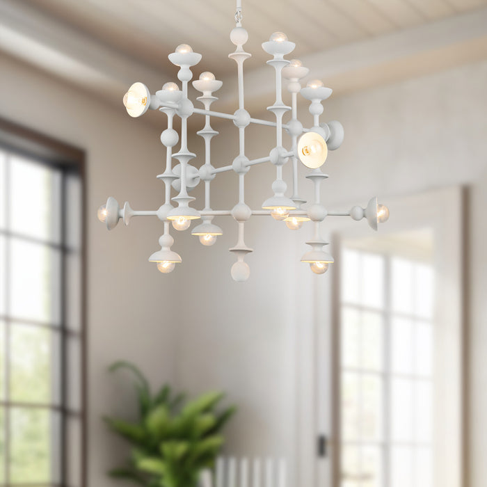 Cadence 18 Light Chandelier Antique White-Large Chandeliers-Alora-Lighting Design Store
