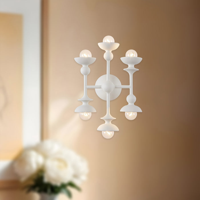 Cadence Six Light Vanity Antique White-Sconces-Alora-Lighting Design Store