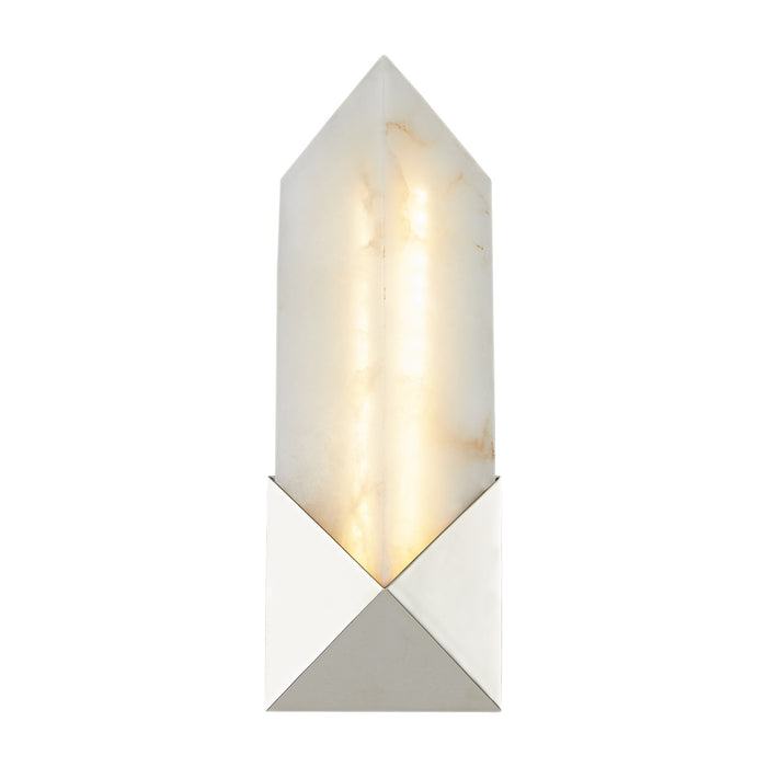Caesar LED Vanity Polished Nickel/Alabaster-Sconces-Alora-Lighting Design Store