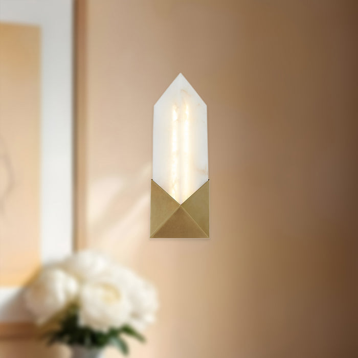 Caesar LED Vanity Vintage Brass/Alabaster-Sconces-Alora-Lighting Design Store
