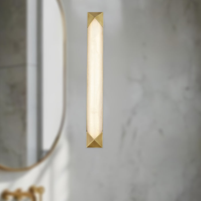 Caesar LED Vanity Vintage Brass/Alabaster-Bathroom Fixtures-Alora-Lighting Design Store