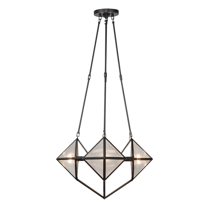 Cairo Four Light Chandelier Ribbed Glass/Urban Bronze-Mid. Chandeliers-Alora-Lighting Design Store