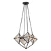 Cairo Four Light Chandelier Ribbed Glass/Urban Bronze-Mid. Chandeliers-Alora-Lighting Design Store