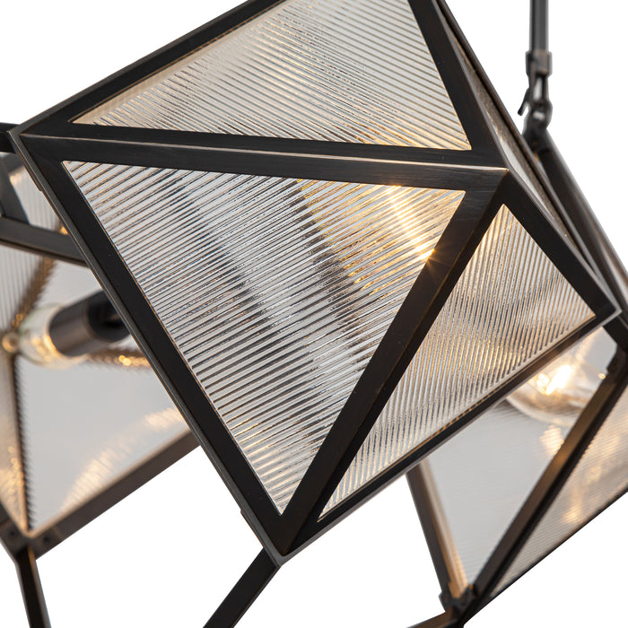 Cairo Four Light Chandelier Ribbed Glass/Urban Bronze-Mid. Chandeliers-Alora-Lighting Design Store
