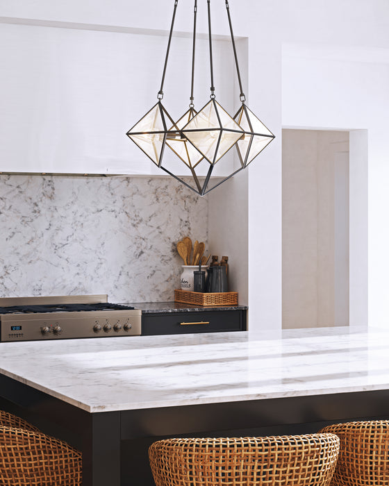 Cairo Four Light Chandelier Ribbed Glass/Urban Bronze-Mid. Chandeliers-Alora-Lighting Design Store