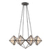 Cairo Eight Light Chandelier Ribbed Glass/Urban Bronze-Mid. Chandeliers-Alora-Lighting Design Store