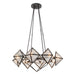 Cairo Eight Light Chandelier Ribbed Glass/Urban Bronze-Mid. Chandeliers-Alora-Lighting Design Store