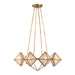 Cairo Eight Light Chandelier Ribbed Glass/Vintage Brass-Mid. Chandeliers-Alora-Lighting Design Store