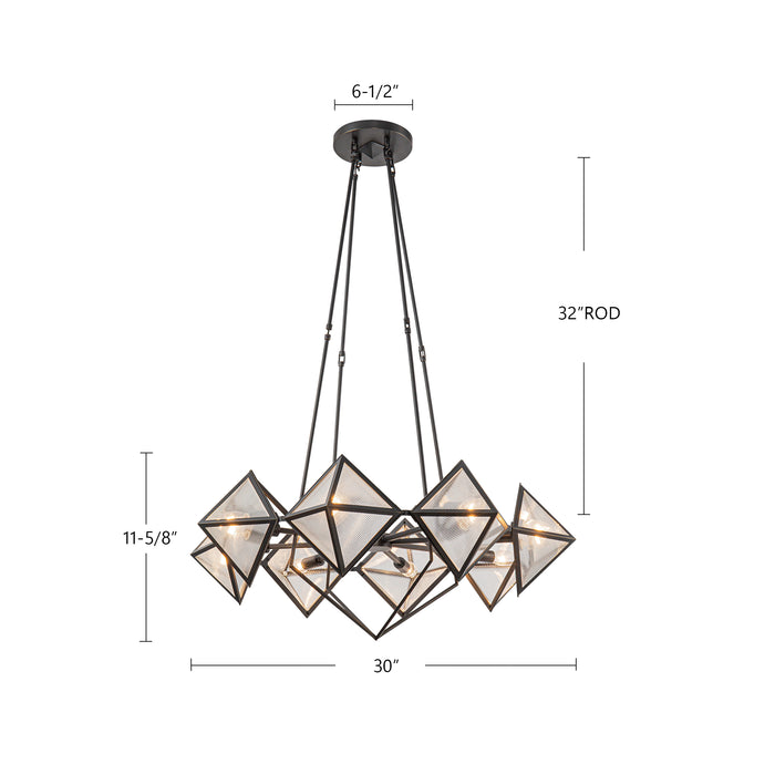 Cairo Eight Light Chandelier Ribbed Glass/Urban Bronze-Mid. Chandeliers-Alora-Lighting Design Store