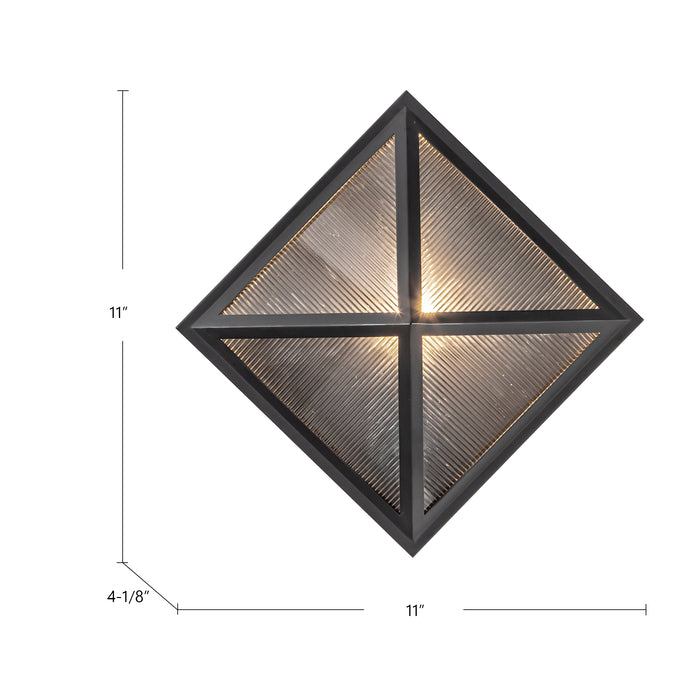 Cairo One Light Outdoor Wall Lantern Black/Ribbed Glass-Exterior-Alora-Lighting Design Store