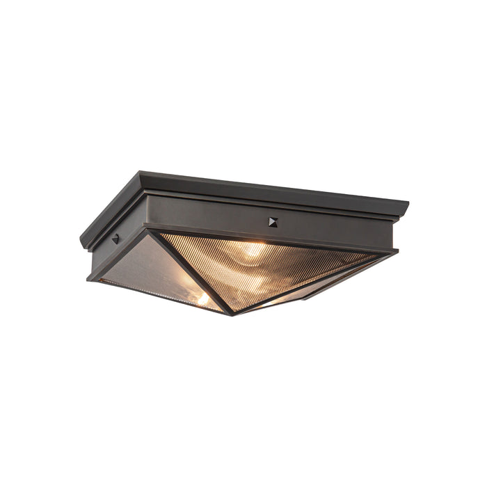 Cairo Two Light Flush Mount Ribbed Glass/Urban Bronze-Flush Mounts-Alora-Lighting Design Store