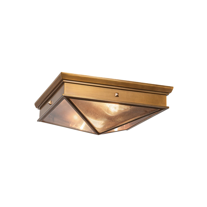 Cairo Two Light Flush Mount Ribbed Glass/Vintage Brass-Flush Mounts-Alora-Lighting Design Store