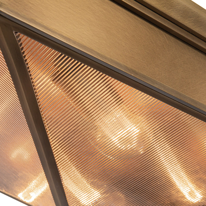 Cairo Four Light Flush Mount Ribbed Glass/Vintage Brass-Flush Mounts-Alora-Lighting Design Store