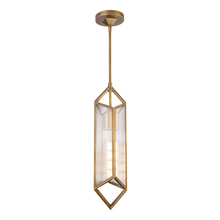 Cairo One Light Pendant Ribbed Glass/Vintage Brass-Mini Pendants-Alora-Lighting Design Store
