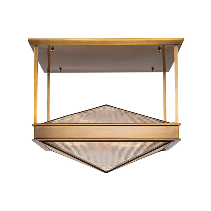 Cairo Four Light Semi Flush Mount Ribbed Glass/Vintage Brass-Semi-Flush Mts.-Alora-Lighting Design Store