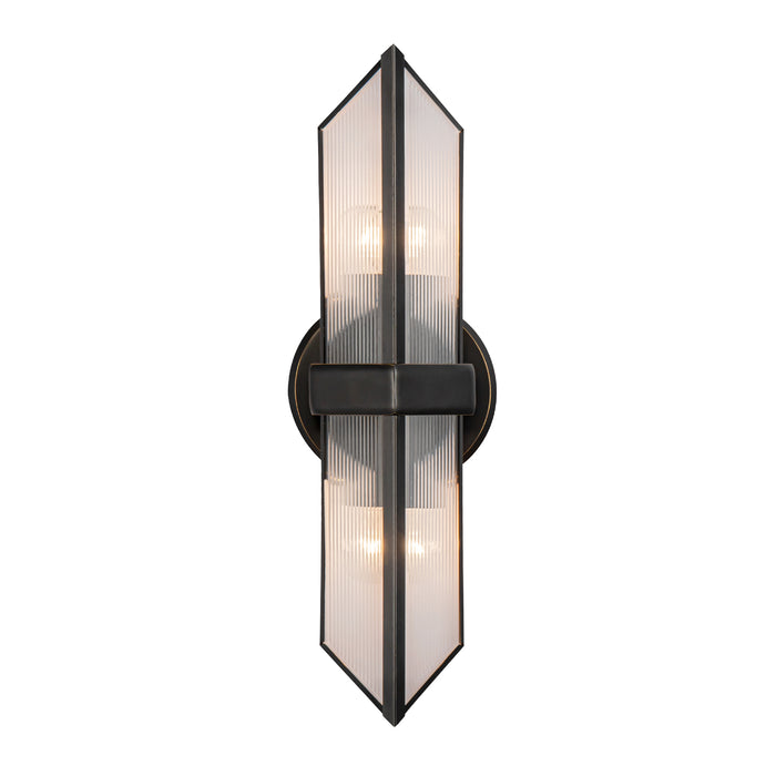 Cairo Two Light Vanity Ribbed Glass/Urban Bronze-Bathroom Fixtures-Alora-Lighting Design Store