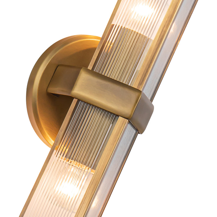 Cairo Two Light Vanity Ribbed Glass/Vintage Brass-Bathroom Fixtures-Alora-Lighting Design Store