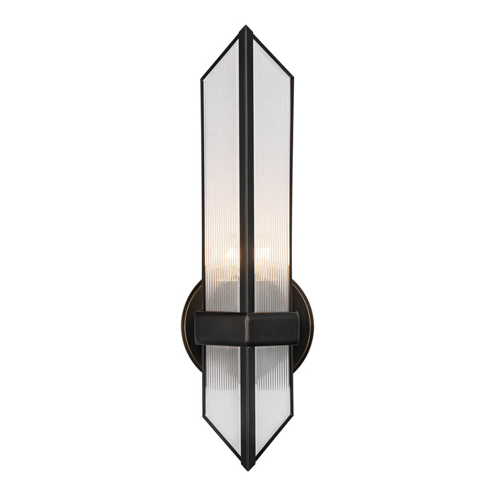 Cairo One Light Wall Sconce Ribbed Glass/Urban Bronze-Sconces-Alora-Lighting Design Store