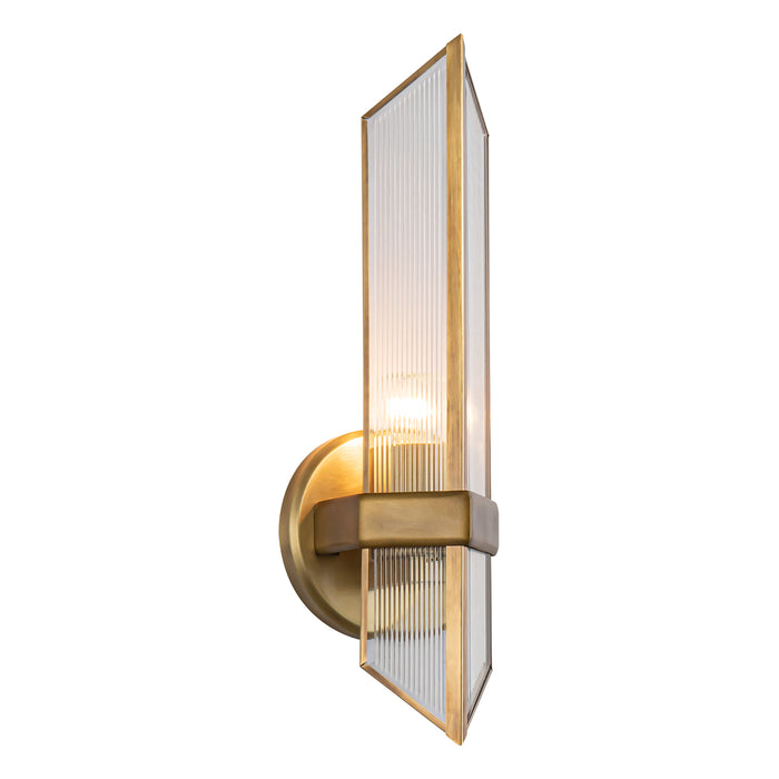 Cairo One Light Wall Sconce Ribbed Glass/Vintage Brass-Sconces-Alora-Lighting Design Store