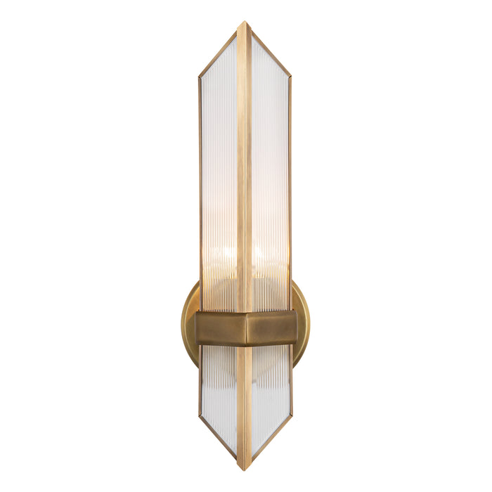 Cairo One Light Wall Sconce Ribbed Glass/Vintage Brass-Sconces-Alora-Lighting Design Store
