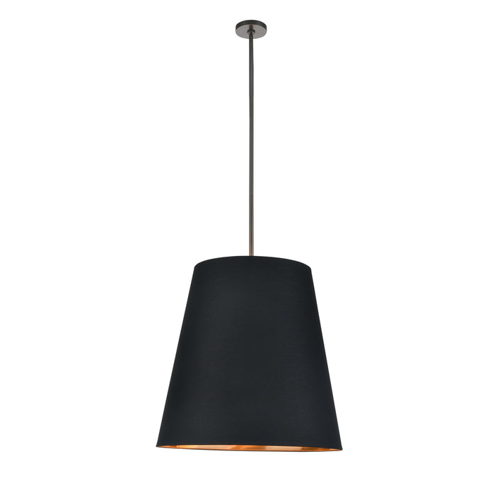 Calor Three Light Pendant Black Linen With Gold Parchment/Urban Bronze-Pendants-Alora-Lighting Design Store