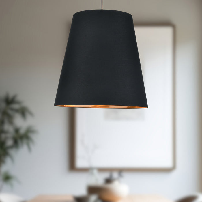 Calor Three Light Pendant Black Linen With Gold Parchment/Urban Bronze-Pendants-Alora-Lighting Design Store