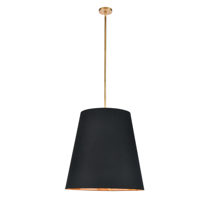 Calor Three Light Pendant Black Linen With Gold Parchment/Vintage Brass-Pendants-Alora-Lighting Design Store