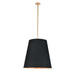 Calor Three Light Pendant Black Linen With Gold Parchment/Vintage Brass-Pendants-Alora-Lighting Design Store