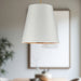 Calor Three Light Pendant Vintage Brass/White Linen With Gold Parchment-Pendants-Alora-Lighting Design Store
