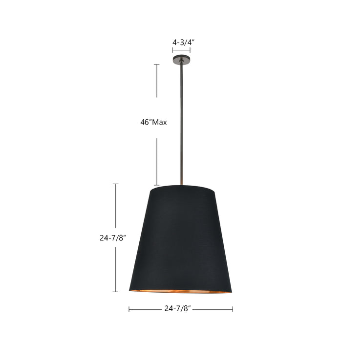 Calor Three Light Pendant Black Linen With Gold Parchment/Urban Bronze-Pendants-Alora-Lighting Design Store
