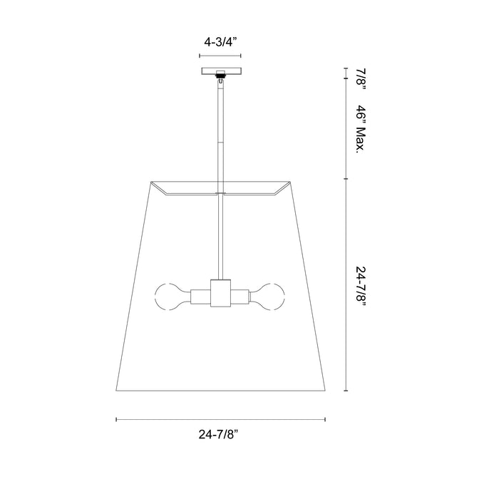 Calor Three Light Pendant Black Linen With Gold Parchment/Urban Bronze-Pendants-Alora-Lighting Design Store