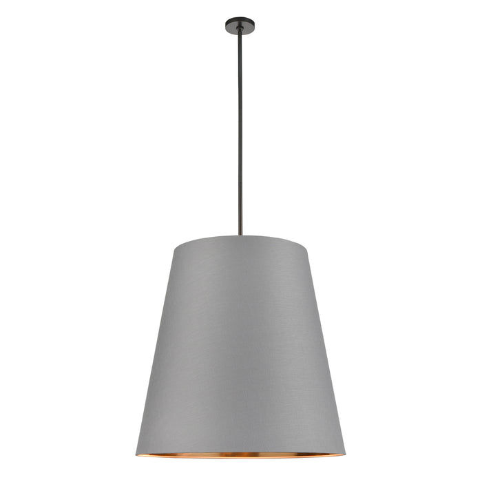 Calor Three Light Pendant Gray Linen Withgold Parchmen/Urban Bronze-Pendants-Alora-Lighting Design Store