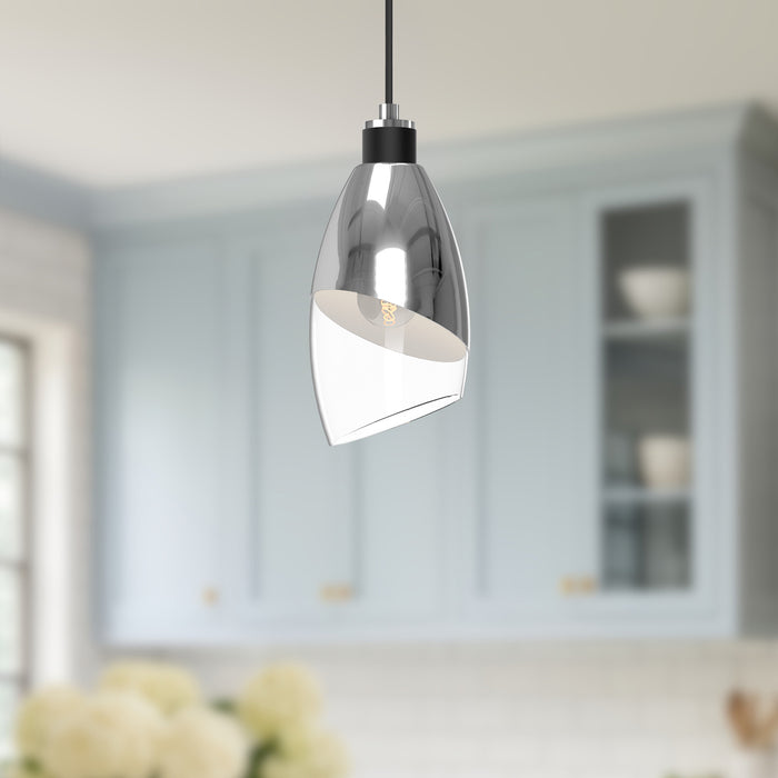 Capri One Light Pendant Chrome/Clear Glass-Mini Pendants-Alora-Lighting Design Store