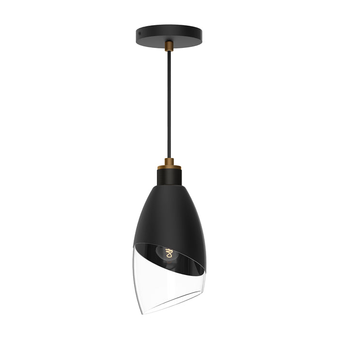 Capri One Light Pendant Clear Glass/Matte Black-Mini Pendants-Alora-Lighting Design Store