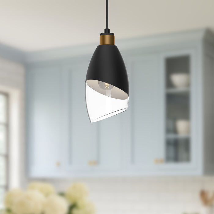 Capri One Light Pendant Clear Glass/Matte Black-Mini Pendants-Alora-Lighting Design Store
