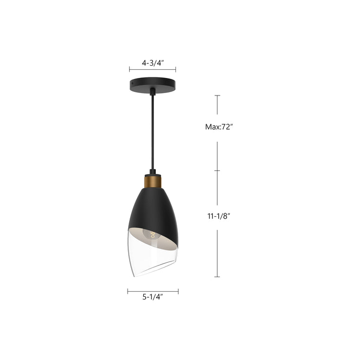 Capri One Light Pendant Clear Glass/Matte Black-Mini Pendants-Alora-Lighting Design Store