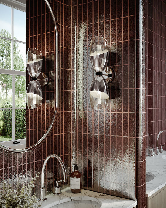 Capri Two Light Vanity Chrome/Clear Glass-Sconces-Alora-Lighting Design Store