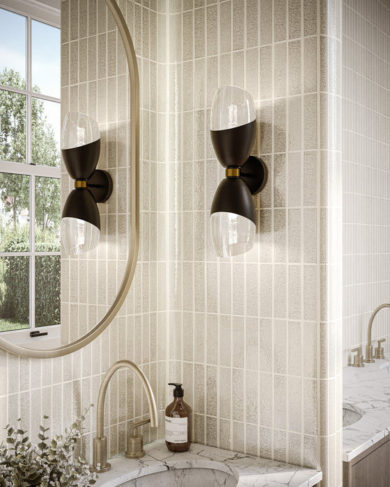 Capri Two Light Vanity Clear Glass/Matte Black-Sconces-Alora-Lighting Design Store