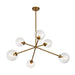 Cassia Six Light Chandelier Aged Gold/Clear Glass-Large Chandeliers-Alora-Lighting Design Store