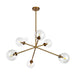 Cassia Six Light Chandelier Aged Gold/Clear Glass-Large Chandeliers-Alora-Lighting Design Store