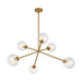 Cassia Six Light Chandelier Aged Gold/Clear Glass-Large Chandeliers-Alora-Lighting Design Store