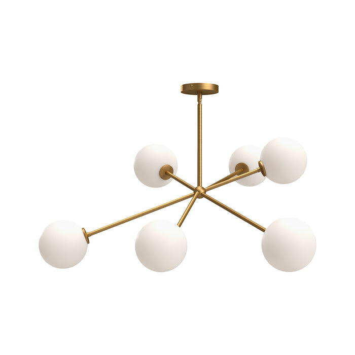 Cassia Six Light Chandelier Aged Gold/Opal Matte Glass-Mid. Chandeliers-Alora-Lighting Design Store