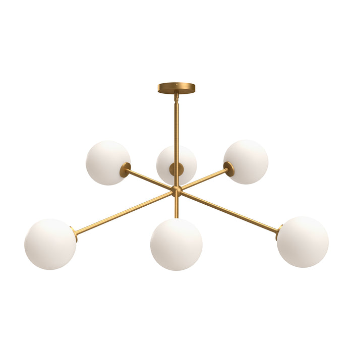 Cassia Six Light Chandelier Aged Gold/Opal Matte Glass-Mid. Chandeliers-Alora-Lighting Design Store
