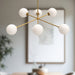 Cassia Six Light Chandelier Aged Gold/Opal Matte Glass-Mid. Chandeliers-Alora-Lighting Design Store