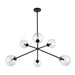 Cassia Six Light Chandelier Matte Black/Clear Glass-Large Chandeliers-Alora-Lighting Design Store