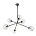 Cassia Six Light Chandelier Matte Black/Clear Glass-Large Chandeliers-Alora-Lighting Design Store